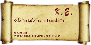 Köntös Elemér névjegykártya